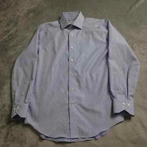 Lorenzo Uomo Perfect Fashion Shirt Men's 15/12 32-33 Blue Button Up Long Sleeve - Picture 1 of 9