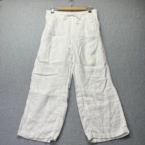 Artisan NY Women’s Linen Pants White Pull-On Waist Tie Pockets size L - Picture 1 of 10