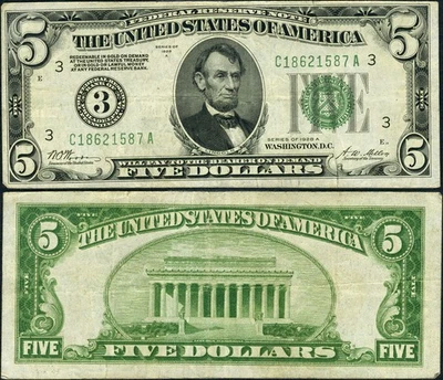 FR. 1951 C $5 1928-A Federal Reserve Note Philadelphia C-A Block VF+ - Image 1 of 3