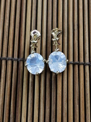 10k Moon Quartz Yellow Gold Dangle Earrings - Image 1 of 4