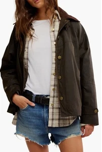 Chaqueta encerada Free People Cori en oliva talla S nueva con etiquetas - Imagen 1 de 7