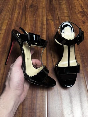 Christian Louboutin Beltega Patent Black Heels Womens Sneakers - Size 38CL 8US - Image 1 of 4