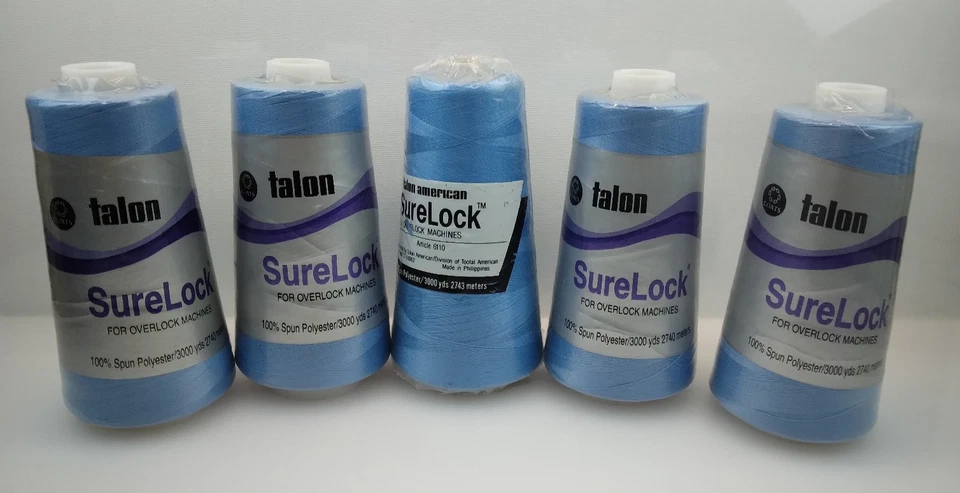 Coats & Clark Talon SureLock Thread Spool, 3000 Yds, Blue color #218 lot of 5 - Image 1 of 4