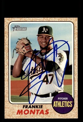 Signed Baseball Card Auto Frankie Montas 2017 Topps Heritage #545 Oakland A's - Image 1 of 2
