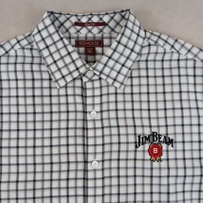 Redhouse Large Jim Beam Mens Shirt Slim Button Down Long Sleeve 22x29 FLAWS - Image 1 of 4