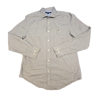 Tommy Hilfiger Shirt Mens MEDIUM Grey long sleeve polka dots button up Size M - Image 1 of 4