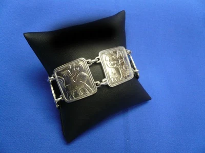 Brazalete de plata de ley vintage David Andersen placa eslabón 7 1/2" de largo Foto 1 de 4