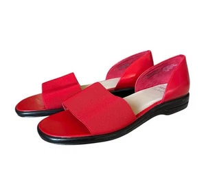 Mootsies Tootsies Sybil Slip On Red Leather Casual Summer Sandals Size 7.5M - Picture 1 of 6