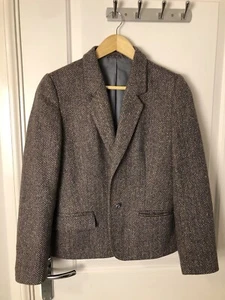 Vintage St Michael 78%Wool+20Silk Blend Coat Blazer Herringbone tweed Size 10 - Picture 1 of 12