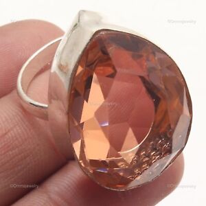 Morganite Quartz Jewelry Silver Plated Sister Gift Statement Ring Size 9.5