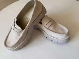 Pedro Garcia Women's Sebas Lugsole Penny Loafer Suede Ivory Size 39 US 9 - Picture 1 of 19