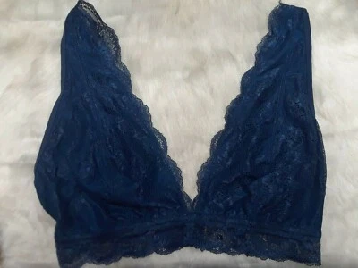AMBRIELLE Wireless LACE Plunge Bralette ~ Light Navy [CHOOSE SIZE] *New w/Tags - Image 1 of 4