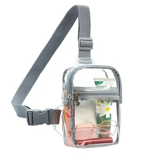 Clear Small Sling Bag Heavy Duty Purse Chest Crossbody Backpack Women - Picture 1 of 8