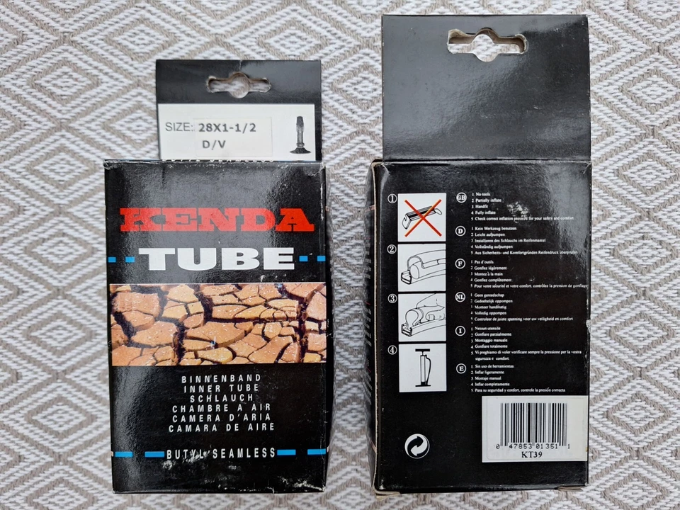 2x Kenda inner tubes 28" x 1-1/2 Dunlop / Woods Valve KT39 Butyl BNIB - Image 1 of 1