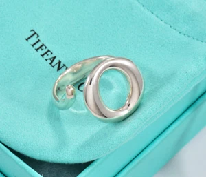 Tiffany & Co Silver Elsa Peretti Sevillana O Ring Size 9.5 in Box Pouch Ribbon - Picture 1 of 9