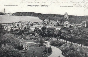Ak Wiesbaden Nerotal Grichische Kapelle. Restaurant, um 1910 - Bild 1 von 2