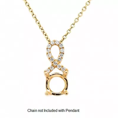 Pendant Semi Mount Round 5mm In 14K Yellow Gold With Diamond Accents (38165) - Image 1 of 4