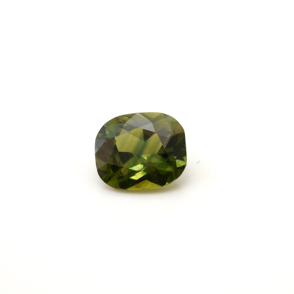 1.30 Carat Natural Green Sapphire Cushion Cut Heated Certified Gemstone Thailand - Image 1 of 4