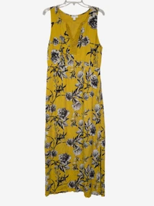 Market & Spruce Womens Sleeveless Maxi Dress Size XL Yellow Floral Rayon - Picture 1 of 11