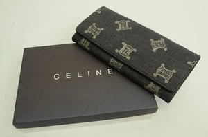 Authentic Celine Denim Clutch Wallet Signature Logo Clutch Accessory Organizer - Picture 1 of 12