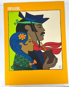 Nelson Jungbluth VARIG Airlines Original Travel ILLUSTRATION Art Brazil Couple - Picture 1 of 22