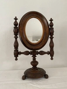 Antique 19th Century French Oak Vanity Mirror or Table Top Dressing Mirror - Picture 1 of 6