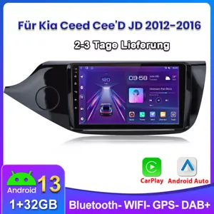 Radio de coche para Kia Ceed Cee'D JD 2012-2016 Carplay Android13 GPS NAVI BT DAB+ 32G - Imagen 1 de 13