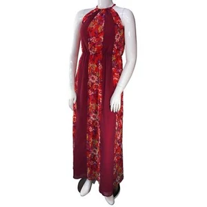 ModCloth Womens Size M Illuminated Elegance Maxi Dress Chiffon Red Floral - Picture 1 of 15