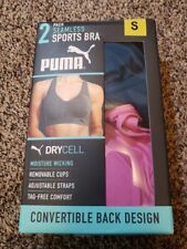 Puma 2-Pack Seamless Sports Bra, Womens Size Small, Blue/Pink
