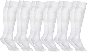 6 Units of Girls Knee High Socks, Solid Colors White 6-8 - Girls Knee Highs - Picture 1 of 3