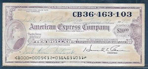 American Express Travellers Cheque US $ 10 NOT SPECIMEN, 1978, XF toned - Picture 1 of 2