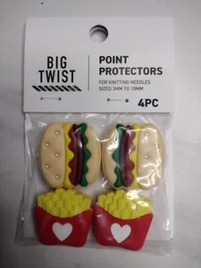 Big Twist Knitting Needle Point Protectors Burgers Fries Kawaii NEW SEALED - Picture 1 of 2