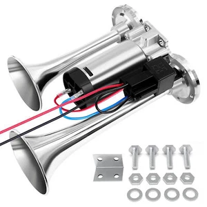 600DB Super Loud Train Air Horn Kit 12V Truck Car Dual Trumpet + Air Compressor - Picture 1 of 12