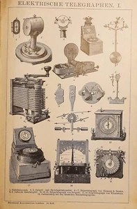 1897 Stampa Antica =TELEGRAFI ELETTRICI = Old  Print # - Imagen 1 de 2