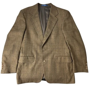 Nordstrom Classic Collection Mens Blazer 39R Brown Wool Silk Windowpane Checker - Picture 1 of 7