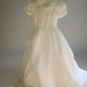 US August Kommunion weißes Kleid Mädchen Größe 7 - Bild 1 von 13