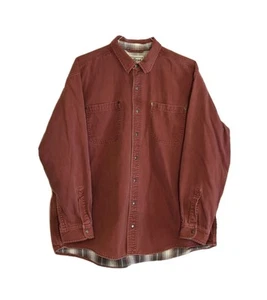 L.L. Bean Canvas Shirt Flannel Lined Snap Button Men's XL - Red - Picture 1 of 6