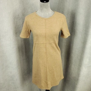 New Zara Dress Womens Small Tan Mini Shift Tunic Knit Short NWT Pullover Stretch - Picture 1 of 13