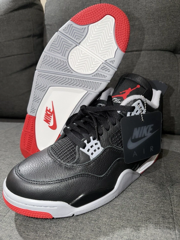 Nike Air Jordan 4 Retro 'Bred Reimagined' Mens Size 9 Shoes FV5029-006 Sneakers - Image 1 of 4