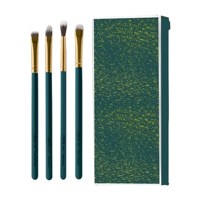 Green Gold Vegan Makeup Brush 4 Piece Luxie Cosmetics Enchanted Travel Brush Set - Image 1 of 4