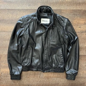 VTG 1970's Womens Size 38 (Fits L) Black Wilson Leather Biker Americana Jacket - Picture 1 of 8