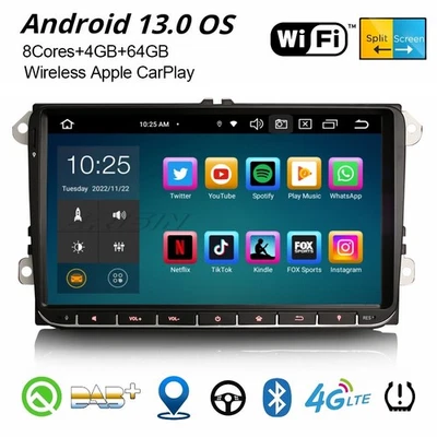 9" Android 13 DAB+ Autoradio Für VW Amarok Caddy Polo T6 Crafter Skoda Yeti Navi - Bild 1 von 4