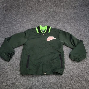 Nike Jacket Girls Small Green Pink Embroidered Futura Button Up Coat Youth Kids - Picture 1 of 14
