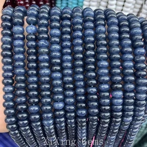 Cuentas espaciadoras rondelle de cuarzo azul oscuro teñidas de alta calidad de 5x8 mm para joyería hágalo usted mismo - Imagen 1 de 6