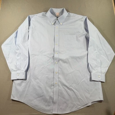 Brooks Brothers 1818 Button Dress Shirt Mens 18.5 35 Blue Solid Non Iron - Image 1 of 4