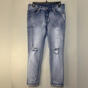 Roebuck & Co. Pantalones de mezclilla para mujer Distressed recortados azules talla 10 - Imagen 1 de 8