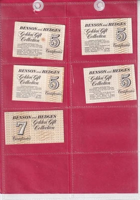 BENSON & HEDGES GIFT VOUCHERS - 4 x 5 & 1 X 7 PACKET INSERTS  - 1960s - Image 1 of 2