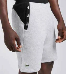 LACOSTE 🐊 YOKE CONTRAST DETAIL ELASTIC ACCENTS FLEECE Grey SHORTS [GH5175-51] 3 - Picture 1 of 10
