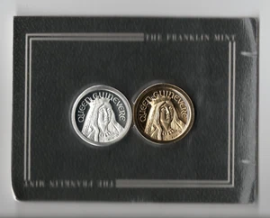 1988 Franklin Mint Queen Guinevere Silver & Gold Game Coins Excalibur Backgammon - Bild 1 von 2