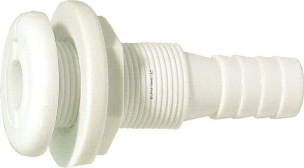 3/4 In. White Plastic Thru-Hull Bilge Pump and Aerator Hose Fitting, Boats - Image 1 of 1